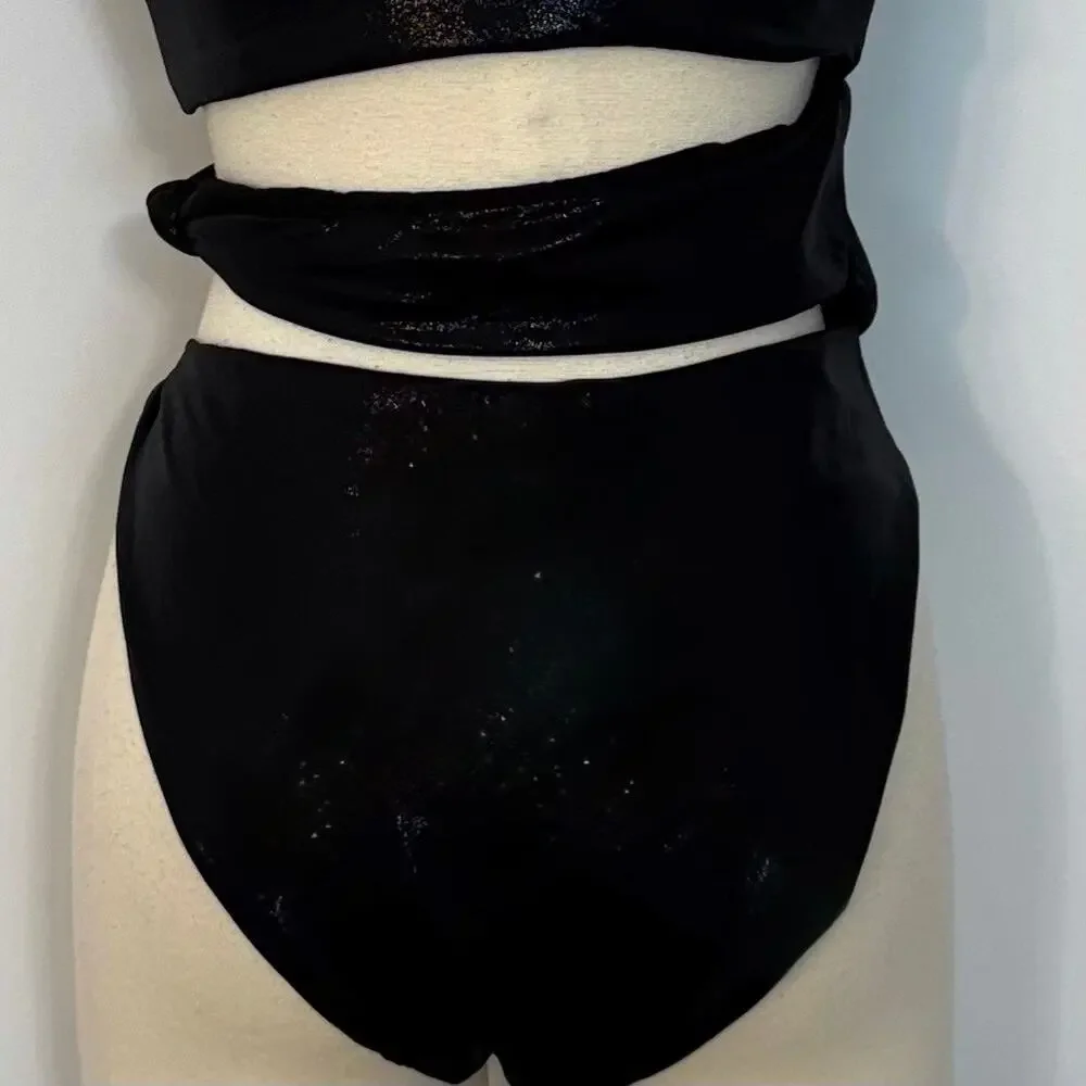 SKIMS Liquid Shine Swim Knotted One Shoulder Monokini Swimsuit Onyx L NWT